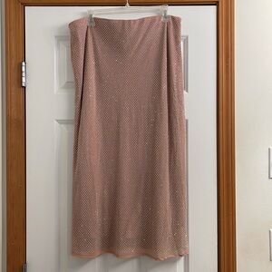 Anthropologie nude pink iridescent crystal slip skirt, size XL